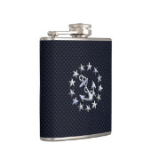 Blauwe koolstofvezel Nauwe jachtvlag Afdruk Heupfles (Rechts)