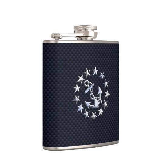 Blauwe koolstofvezel Nauwe jachtvlag Afdruk Heupfles (Rechts)