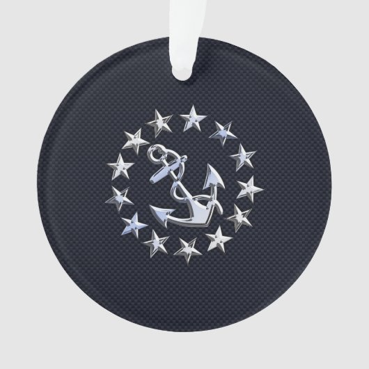 Blauwe koolstofvezel Nauwe jachtvlag Afdruk Ornament (voorkant)