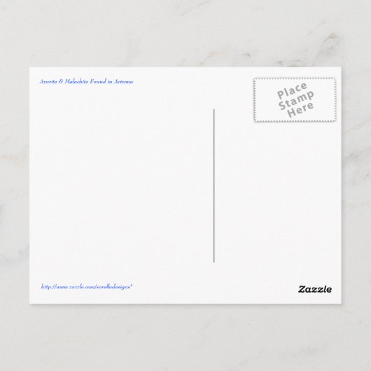 Blauwe koper briefkaart (Achterkant)