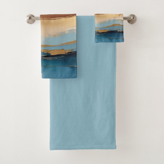 Blauwe koper- en goudgolven bad handdoek (Insitu)