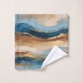 Blauwe koper- en goudgolven bad handdoek (Wasdoekje)