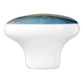 Blauwe koper- en goudgolven keramische knop (Zijkant)