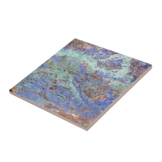 Blauwe koper tegeltje (Zijkant)