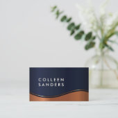 Blauwe koperen metallic golfachtergrond visitekaartje (Staand voorkant)