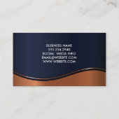 Blauwe koperen metallic golfachtergrond visitekaartje (Achterkant)