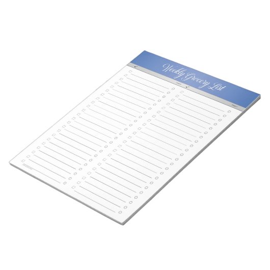 Blauwe koptekst Wekelijkse basislijst - checklist Notitieblok (Schuin)