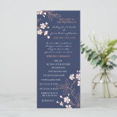 Blauwe Koraal Bloemen Trouwprogramma Programmakaart (Staand voorkant)