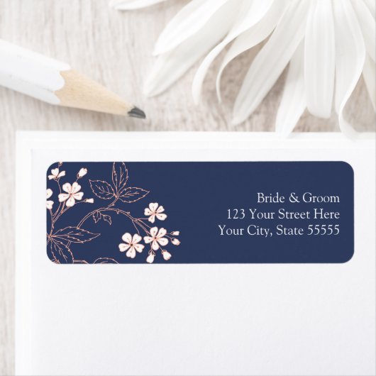 Blauwe koraal bruiloft aangepaste retour adreslabe etiket (Insitu)