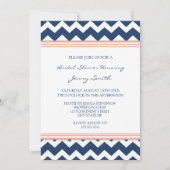 Blauwe koraal Chevron Bridal-showkaarten Kaart (Achterkant)