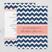 Blauwe koraal Chevron Bridal-showkaarten Kaart (Voorkant / Achterkant)