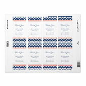 Blauwe koraal Chevron bruiloft labels (Full Sheet)