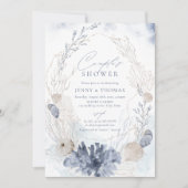 Blauwe koraal en zeeshells met hoogstaande stellen kaart (Voorkant)