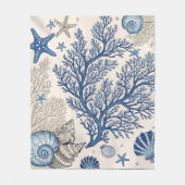 Blauwe Koraal Fleece Deken – Kust Ocean Throw (Voorkant)