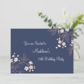 Blauwe koraal Floral 75e verjaardag Kaart (Staand voorkant)