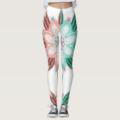 Blauwe Koraal Mandala Bloem Leggings (Voorkant)