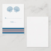 Blauwe koraal Nautical Seashells Weduwkaarten Plaatskaartje (Voorkant / Achterkant)