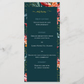 Blauwe koraal Waterverf Floral Elegant Wedding Menu (Voorkant)