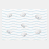 Blauwe koraal, zeeschelpen en blauw Sierkussen Pea Inpakpapier Vel (Voorkant 3)