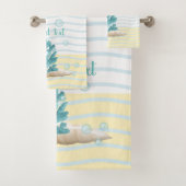 Blauwe koraal, zeeschelpen en blauwe parels bad handdoek (Insitu)