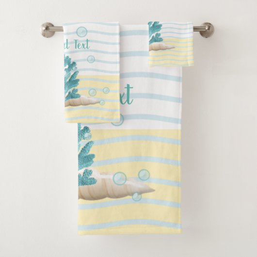 Blauwe koraal, zeeschelpen en blauwe parels bad handdoek (Insitu)