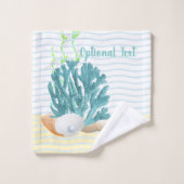 Blauwe koraal, zeeschelpen en blauwe parels bad handdoek (Wasdoekje)