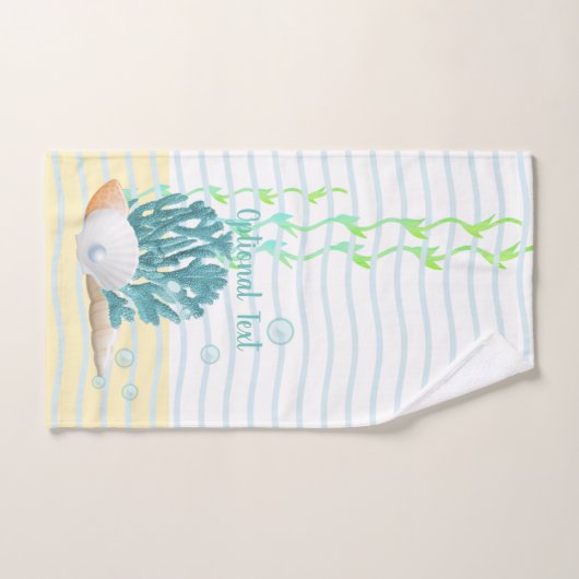 Blauwe koraal, zeeschelpen en blauwe parels bad handdoek (Handdoek)