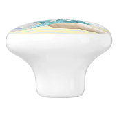 Blauwe koraal, zeeschelpen en blauwe parels keramische knop (Zijkant)