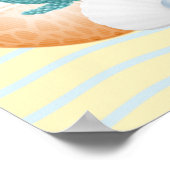 Blauwe koraal, zeeschelpen en blauwe parels poster (Hoek)