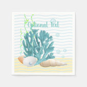 Blauwe koraal, zeeschelpen en blauwe parels servet (Voorkant)