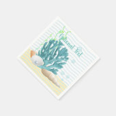 Blauwe koraal, zeeschelpen en blauwe parels servet (Hoek)