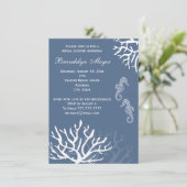 Blauwe koraalrif zeehoornschotel kaart (Staand voorkant)