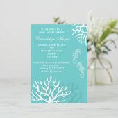 Blauwe koraalrif zeehoornschotel kaart (Staand voorkant)