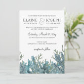 Blauwe koralen in het kader van de uitnodiging tot (Staand voorkant)