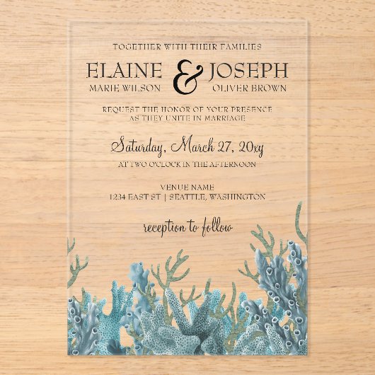 Blauwe koralen in het kader van de uitnodiging tot (Voorkant)