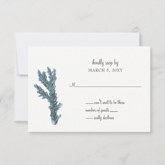 Blauwe koralen onder het Zee bruiloft uitnodiging  (Voorkant)