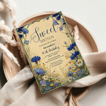 Blauwe Korenbloem Art Nouveau Sweet Sixteen