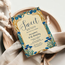 Blauwe Korenbloem Art Nouveau Sweet Sixteen