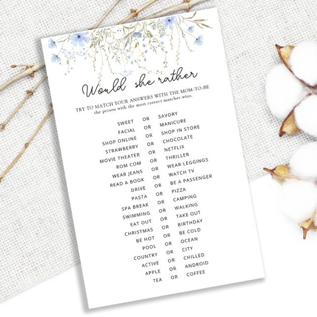 Blauwe korenbloem Baby shower zou ze liever (Creator heeft geüpload)