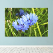 blauwe korenbloem canvas afdruk (Insitu (Houten vloer))