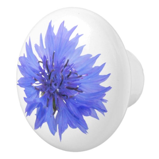 Blauwe korenbloem deurknop keramische knop (Rechts)