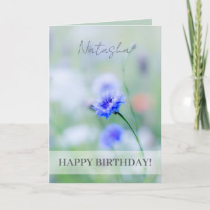 Blauwe korenbloem gepersonaliseerde Happy Birthday Kaart