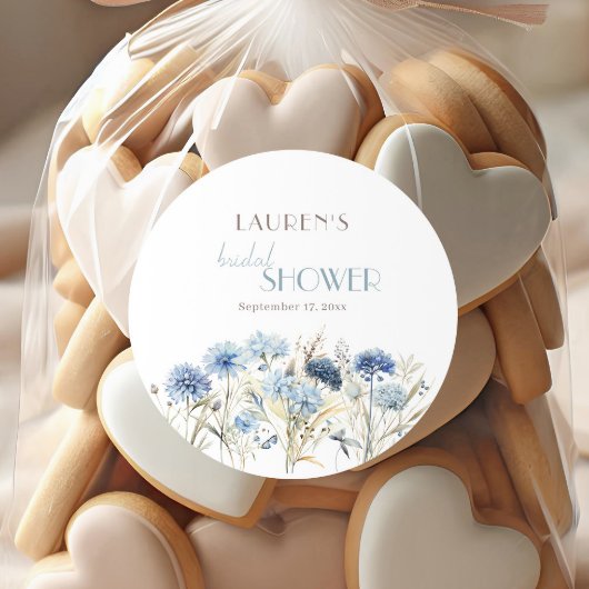 Blauwe Korenbloem Hortensia Bruidsdiner Ronde Sticker