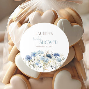 Blauwe Korenbloem Hortensia Bruidsontbijt Ronde Sticker