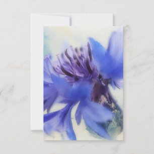 Blauwe Korenbloem Knop Bloem Kunst Vlakke Briefkaa Bedankkaart
