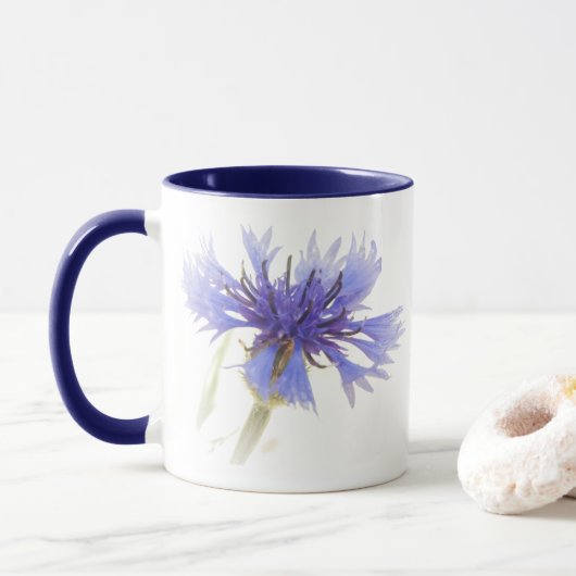 Blauwe Korenbloem Mok met Blauw Binnenland (Met donut)