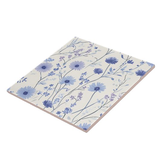 Blauwe korenbloem tegeltje (Zijkant)