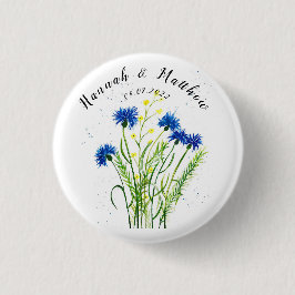 Blauwe korenbloemen bloemige waterverf mooie Trouw Ronde Button 3,2 Cm