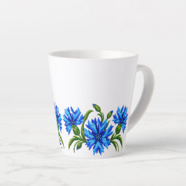 Blauwe Korenbloemen Borduurlook Latte Mok