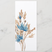 Blauwe korenbloemen en tarwe moderne crème bruilof menu (Achterkant)
